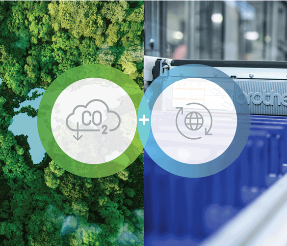 Image of a green and a blue circle interlinked, with CO2 and a cloud in the green circle and a globe in the blue circle